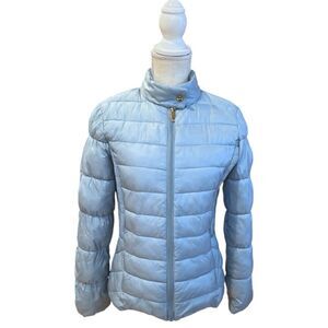 Via Spiga Ice Blue Smocked Quilted Puffer Jacket Size S